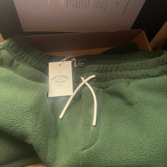 $259! NWT RARE Men's Portuguese Flannel WARM Polar Fleece Pants - Green - L - Picture 2 of 2
